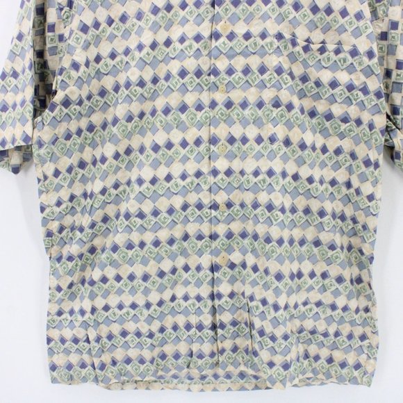 Vintage Burma Bibas Shirt Mens Geometrical Pattern Short Sleeve Button Down XL - Picture 4 of 9
